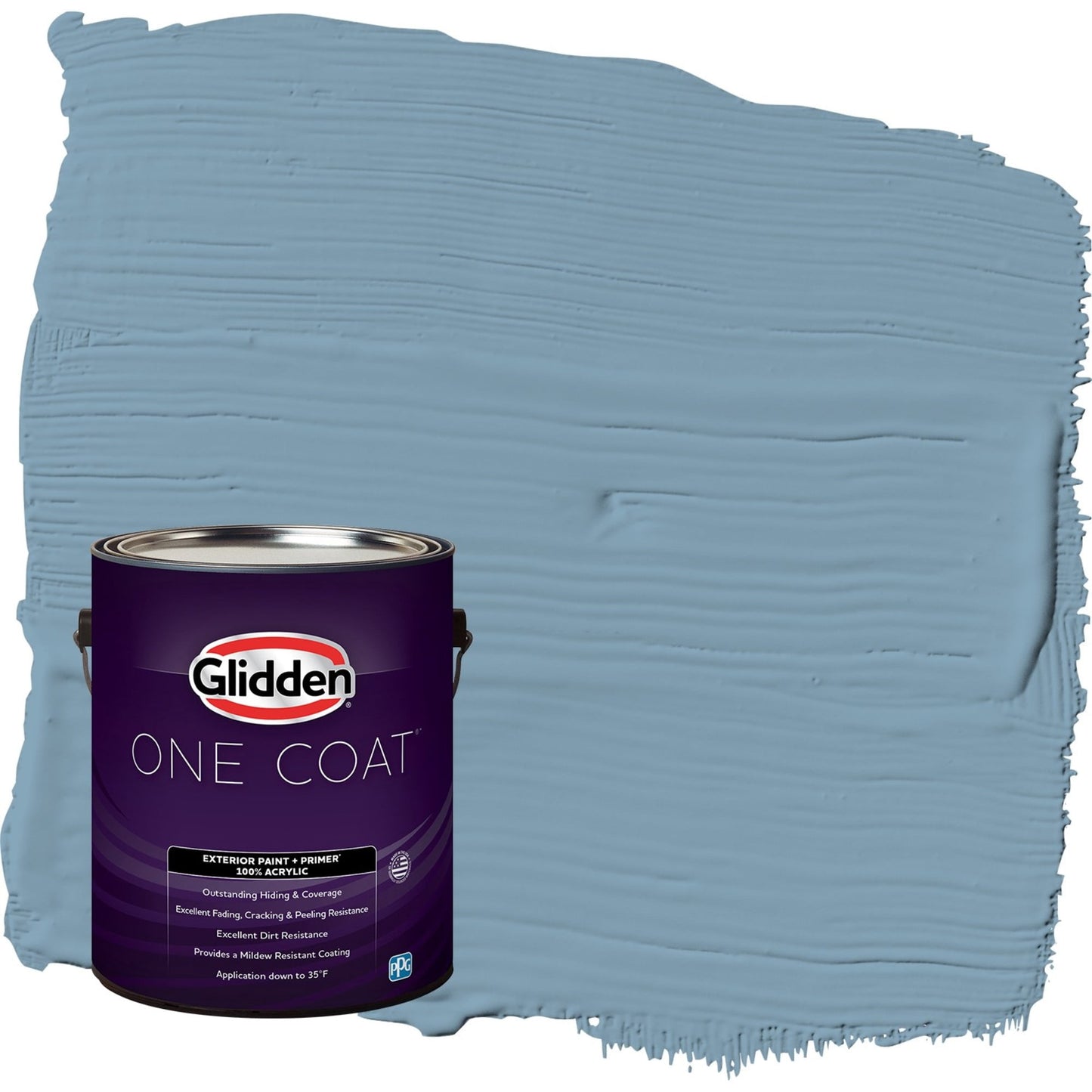 Glidden One Coat Americana / Blue Flat Exterior Paint with Primer, 1 Gallon