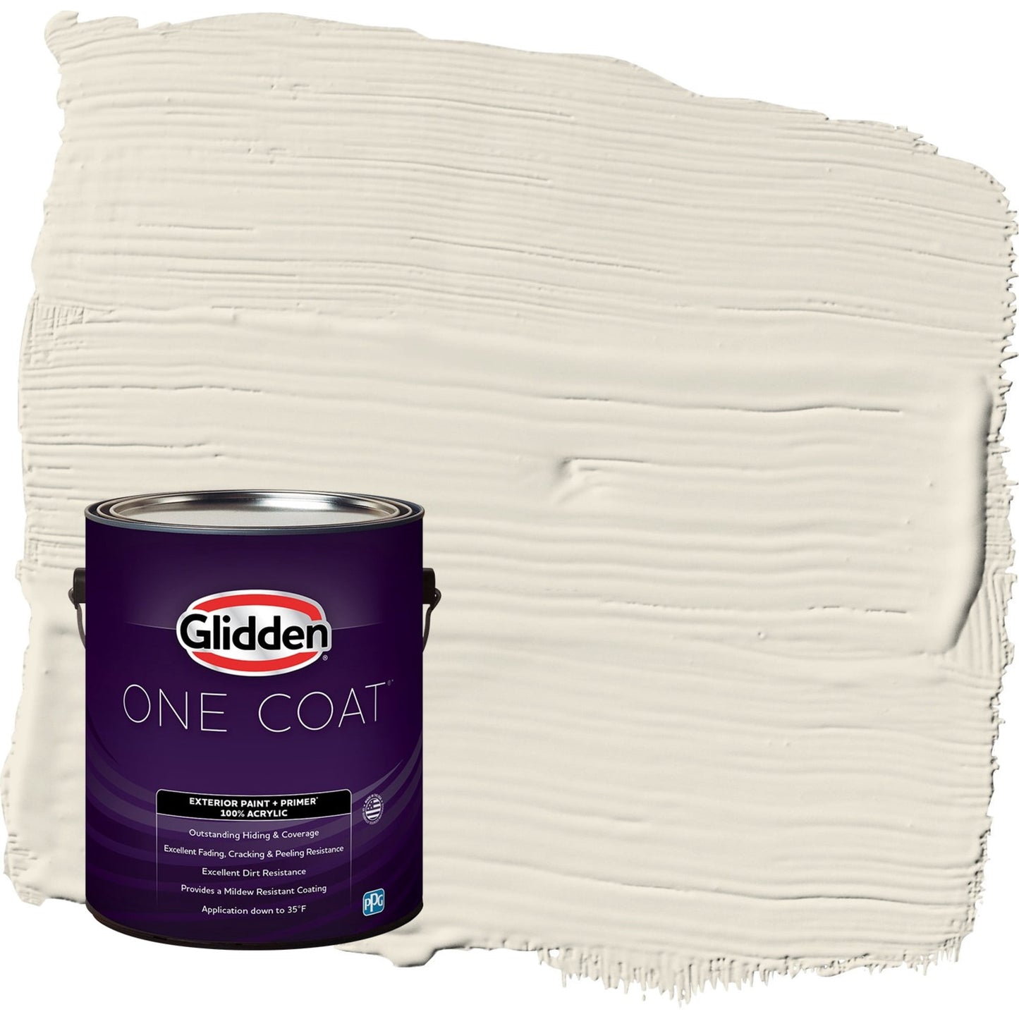 Glidden One Coat Focus / Off White Satin Exterior Paint with Primer, 1 Gallon