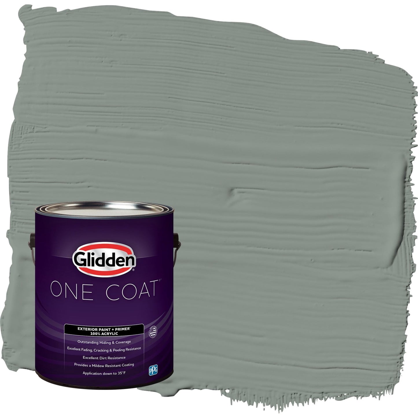 Glidden One Coat Gray Heron / Grey Semi-Gloss Exterior Paint with Primer, 1 Gallon