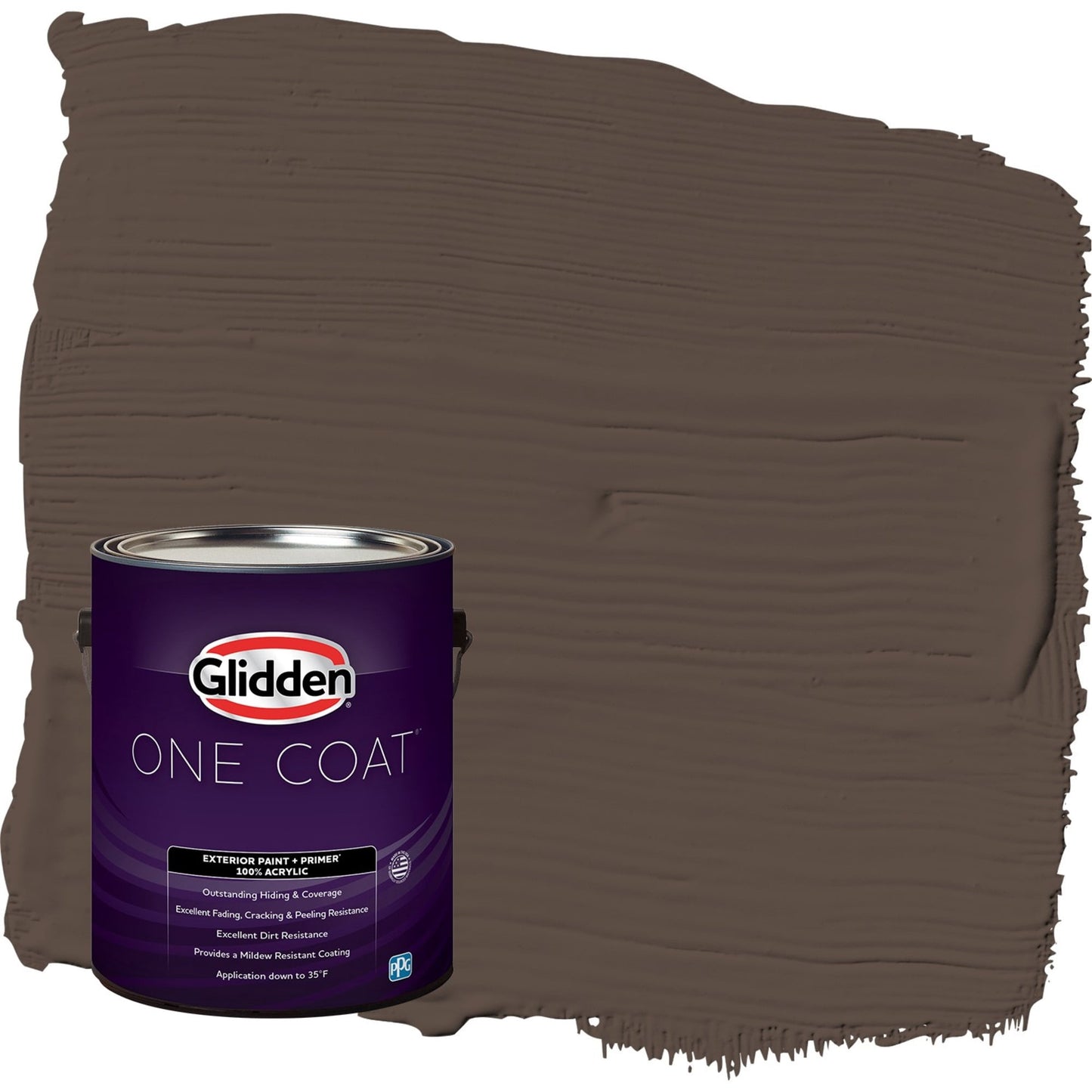 Glidden One Coat Sarsaparilla / Brown Semi-Gloss Exterior Paint with Primer, 1 Gallon