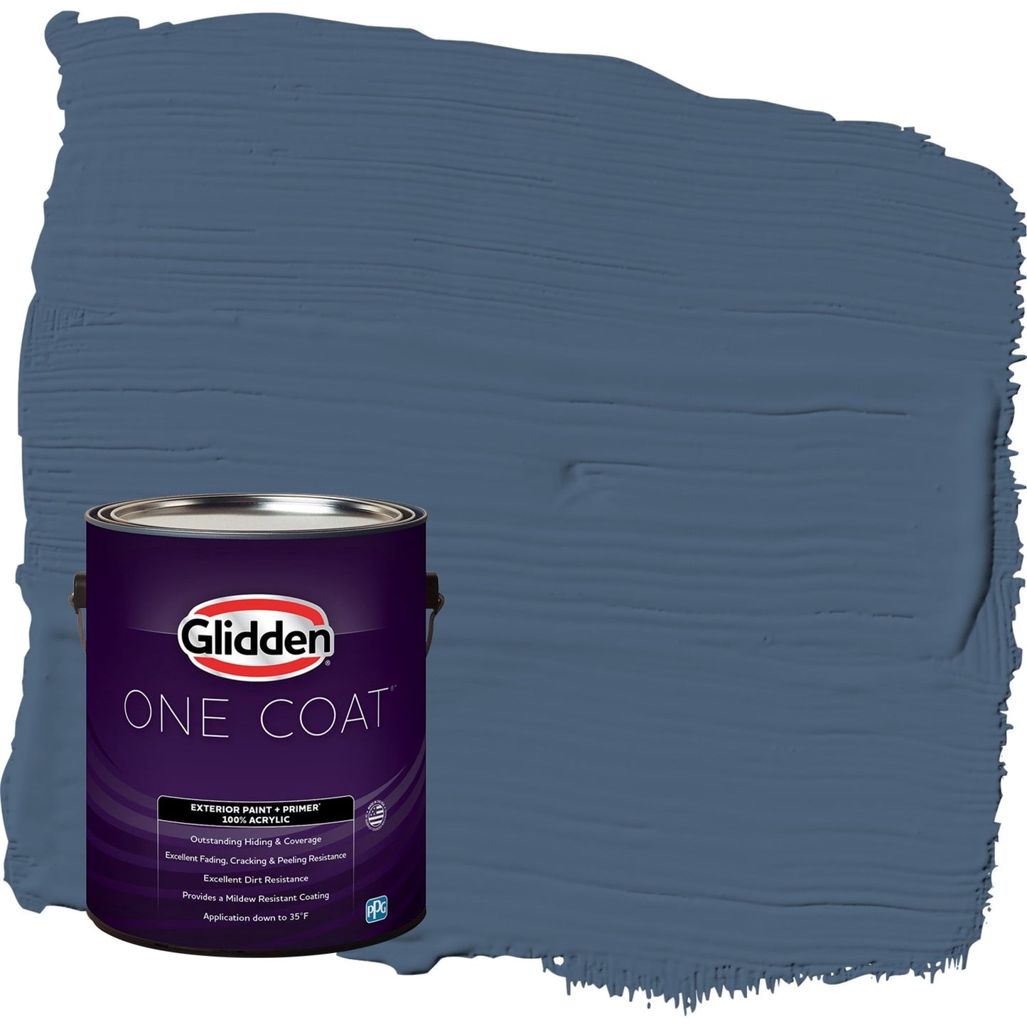 Glidden One Coat Blue Fjord / Blue Flat Exterior Paint with Primer, 1 Gallon
