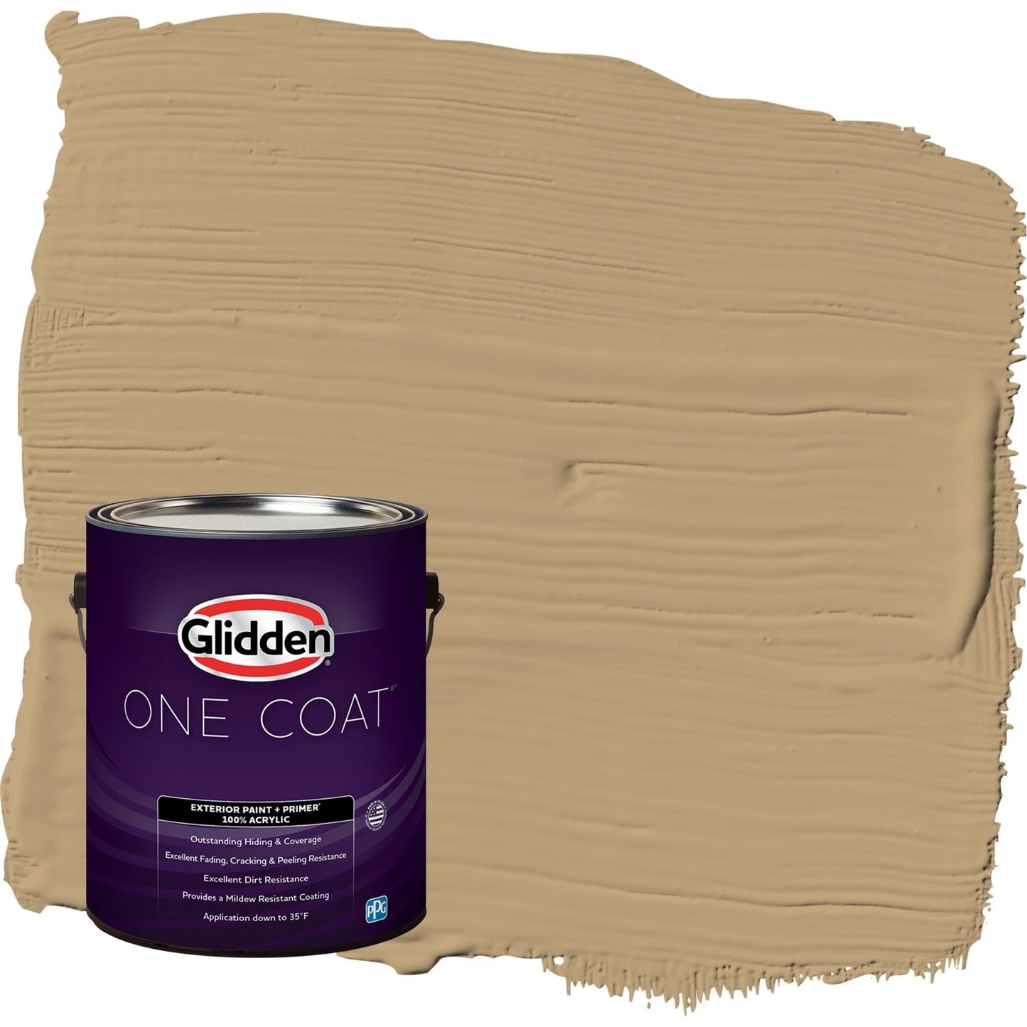 Glidden One Coat Earthy Ocher / Beige Semi-Gloss Exterior Paint with Primer, 1 Gallon