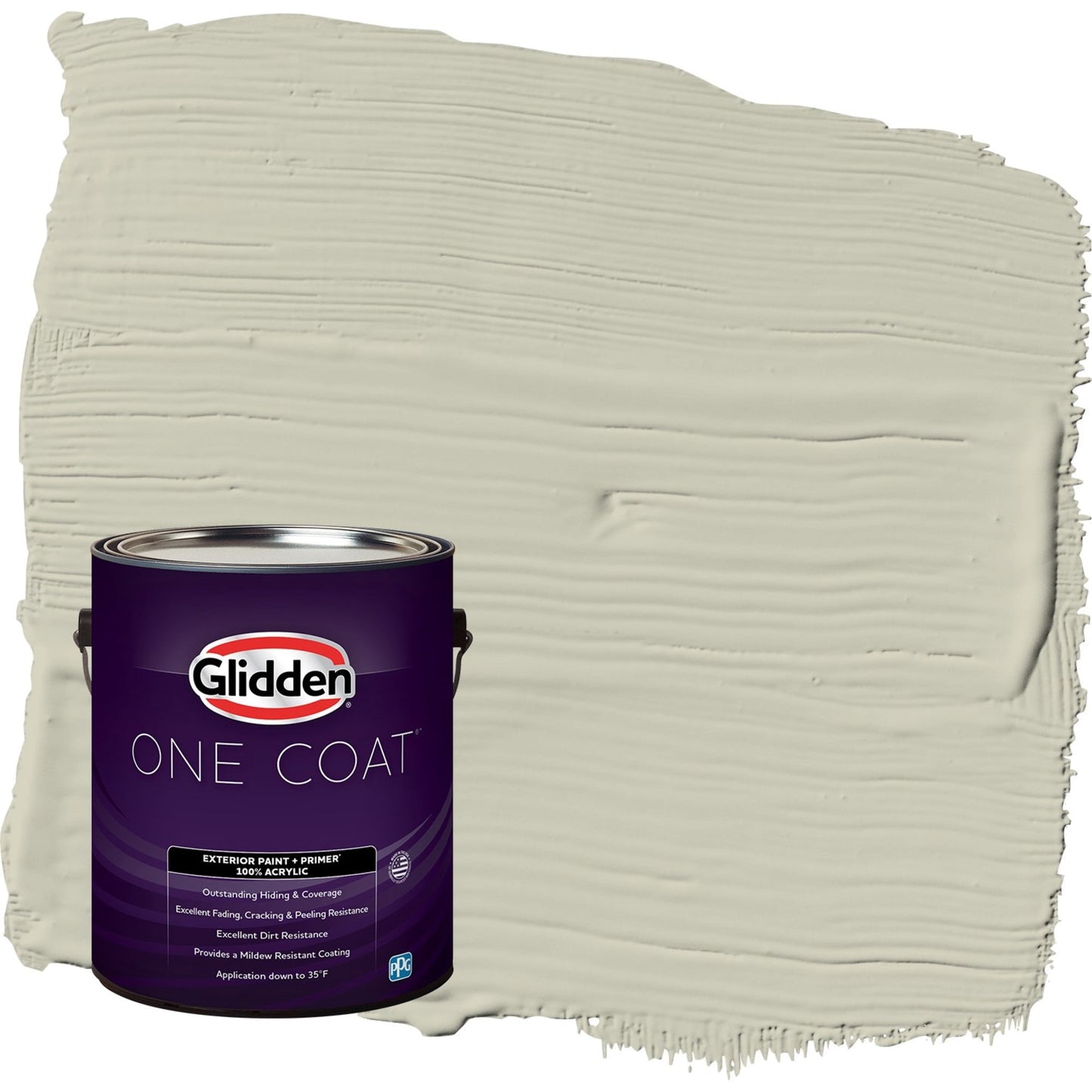 Glidden One Coat French Gray Linen / Grey Satin Exterior Paint with Primer, 1 Gallon