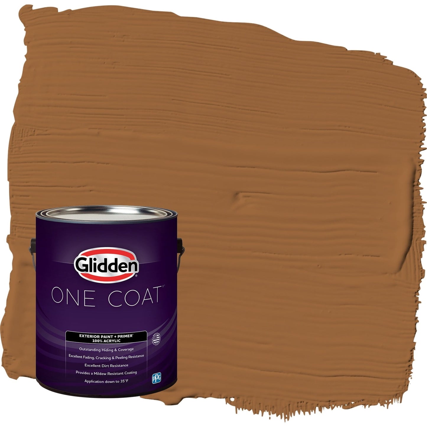 Glidden One Coat Ginger / Orange Satin Exterior Paint with Primer, 1 Gallon