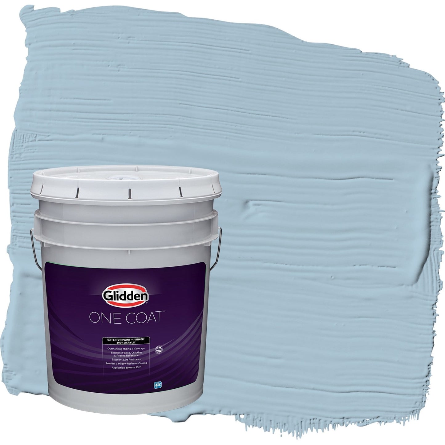 Glidden One Coat Pintura Exterior Satinada Elegante/azul con Imprimación, 5 Galones