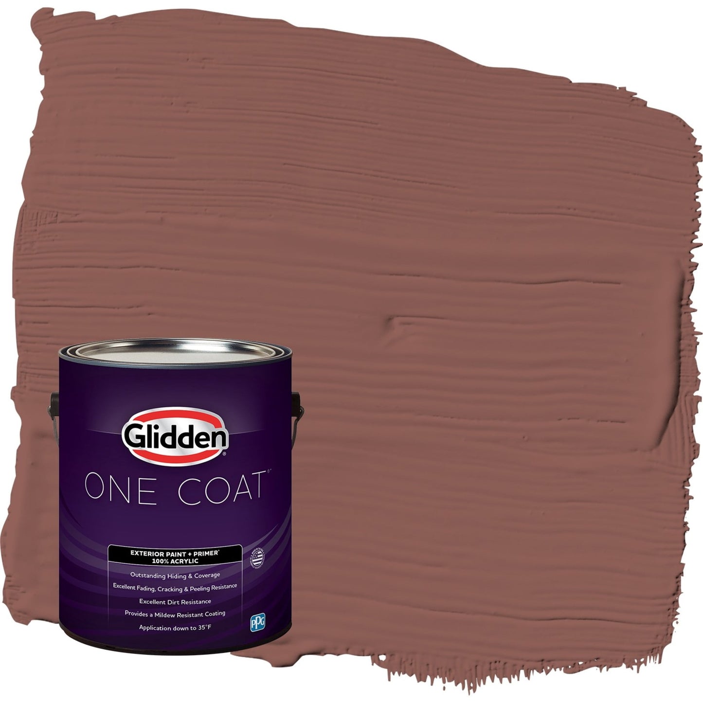 Glidden One Coat Raspberry Truffle / Red Satin Exterior Paint with Primer, 1 Gallon