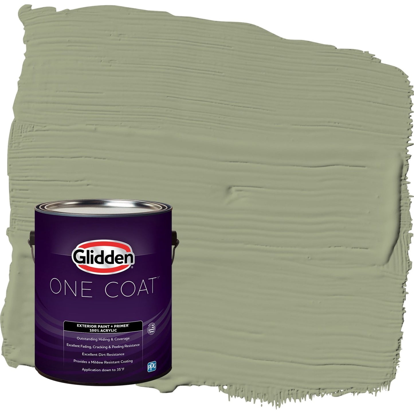 Glidden One Coat Zebra Grass / Green Flat Exterior Paint with Primer, 1 Gallon