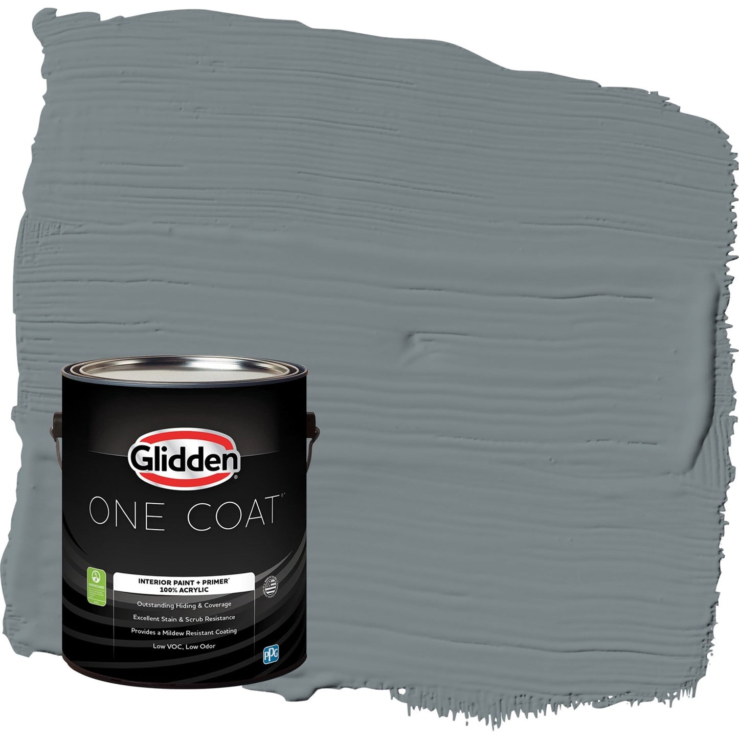 Glidden One Coat Garrison Gray / Grey Flat Interior Paint with Primer, 1 Gallon
