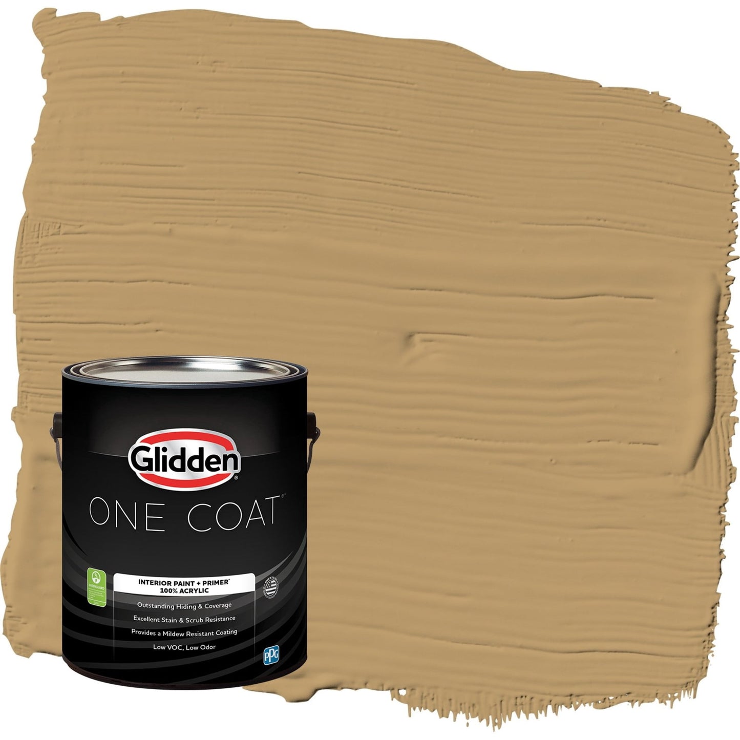 Glidden One Coat Golden Granola / Beige Flat Interior Paint with Primer, 1 Gallon