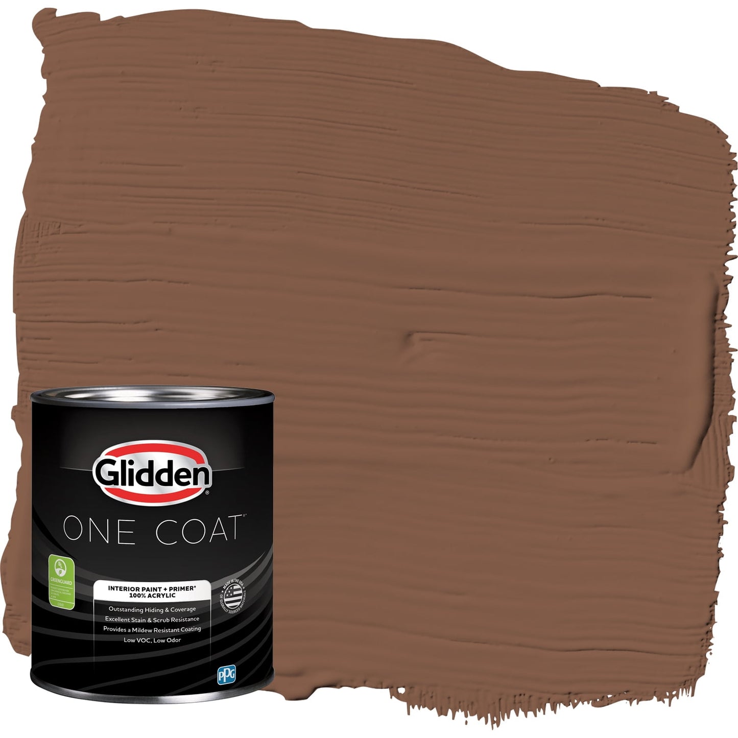 Glidden One Coat Pintura Interior y Primer, Canela Especiada / Marrón, 1 Cuarto, Semi-brillante