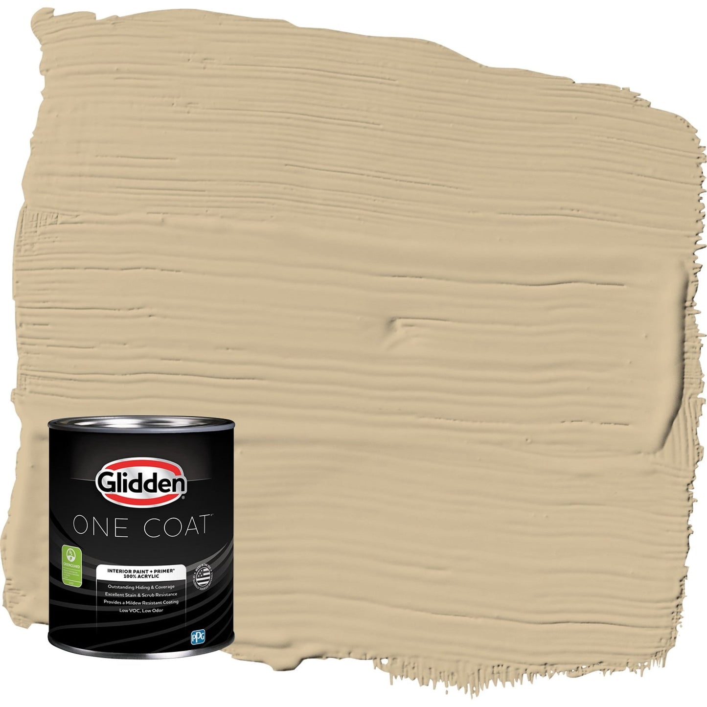Glidden One Coat Spiced Vinegar / Beige Flat Interior Paint with Primer, 1 Quart