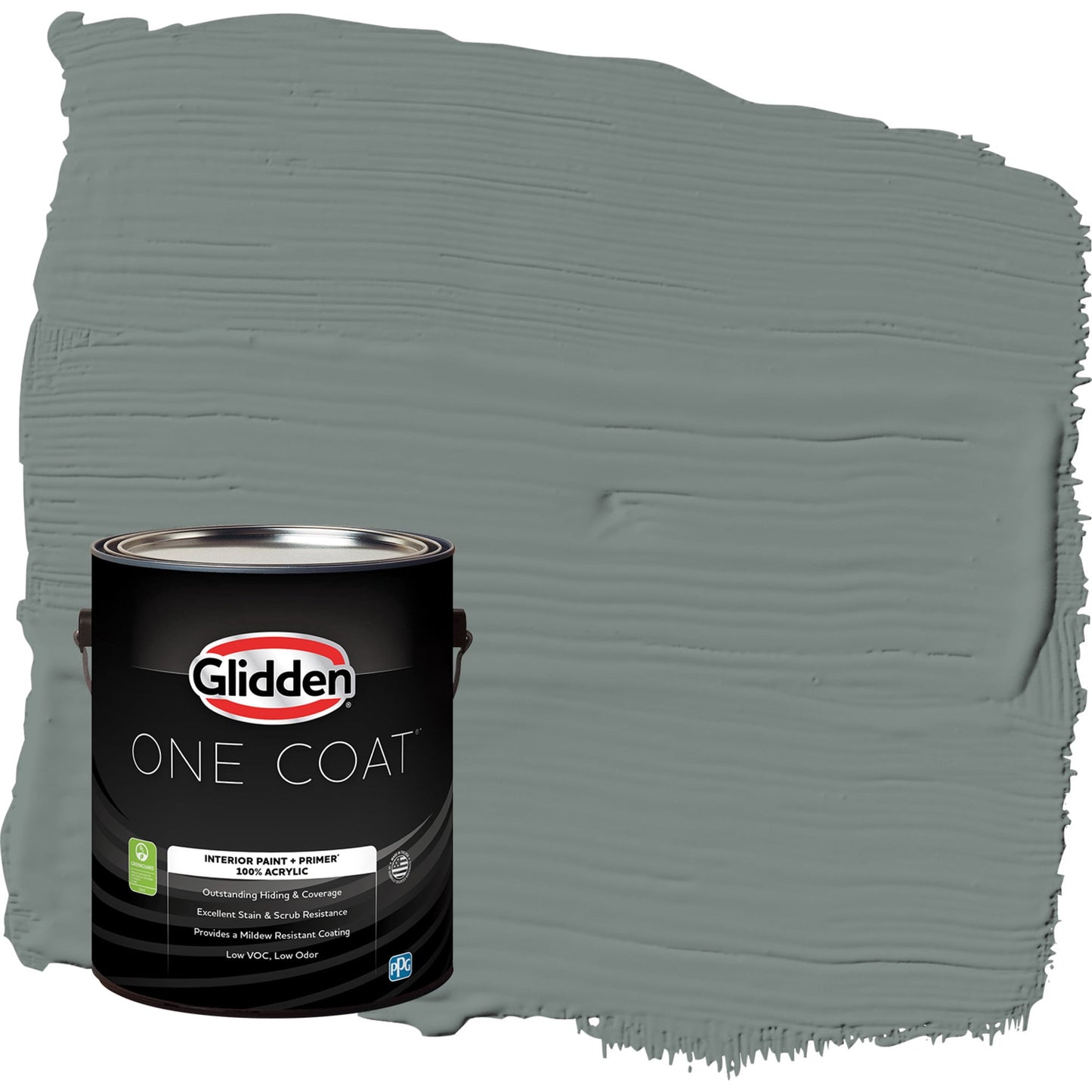 Glidden One Coat Thunderbolt / Gray Flat Interior Paint with Primer, 1 Gallon