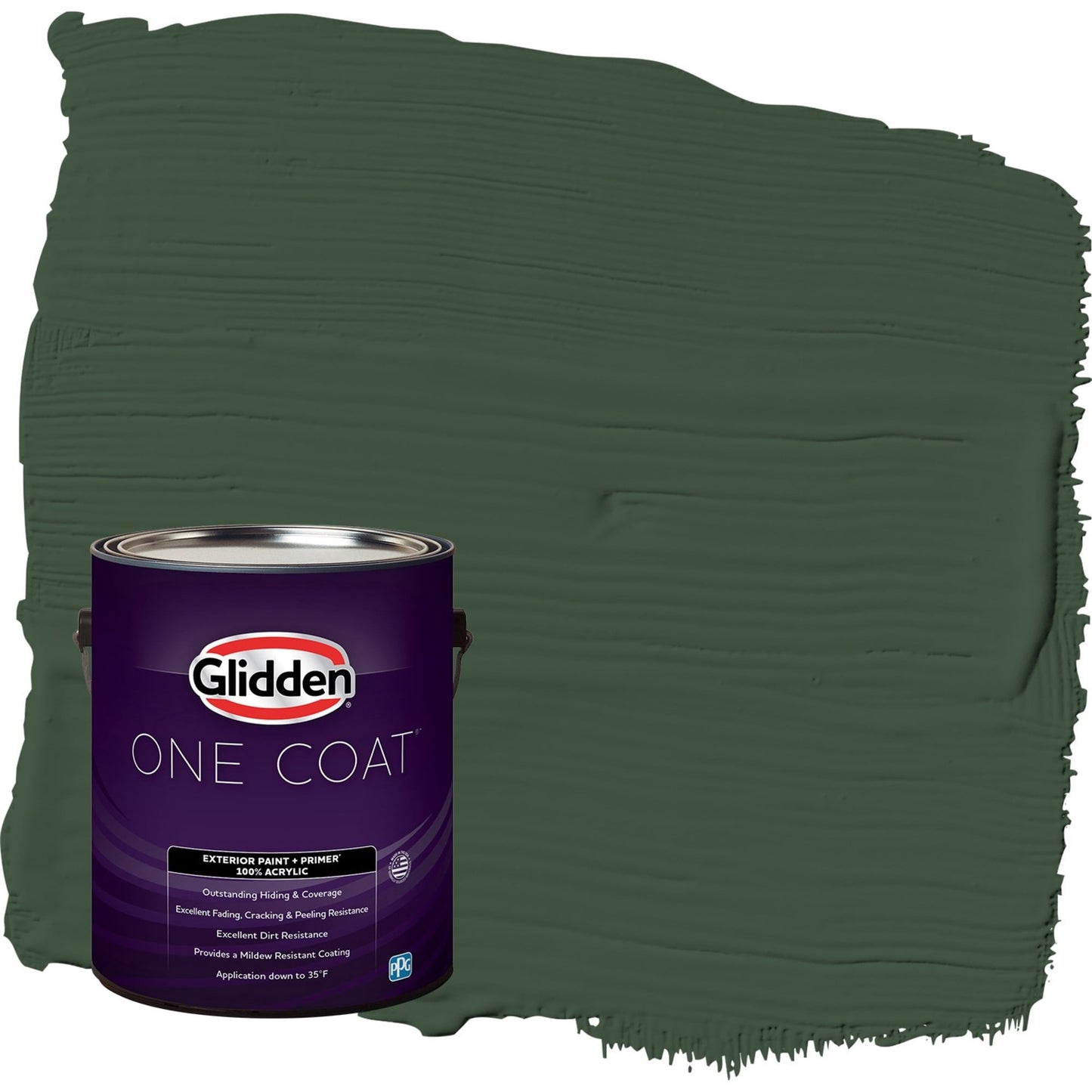 Glidden One Coat Pine Forest / Green Satin Exterior Paint with Primer, 1 Gallon
