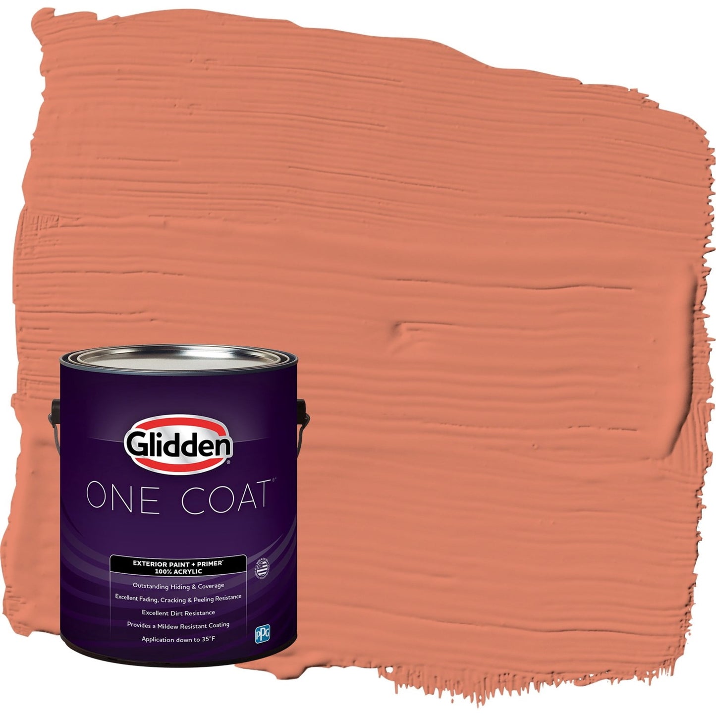 Glidden One Coat Summer Sunset / Orange Flat Exterior Paint with Primer, 1 Gallon