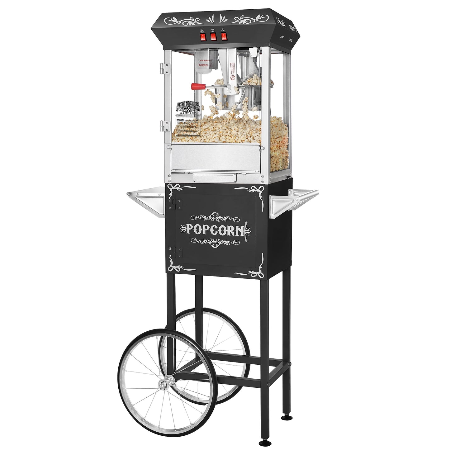 Great Northern “Foundation†Full Popcorn Popper Machine w/ Cart (8 oz, Black)