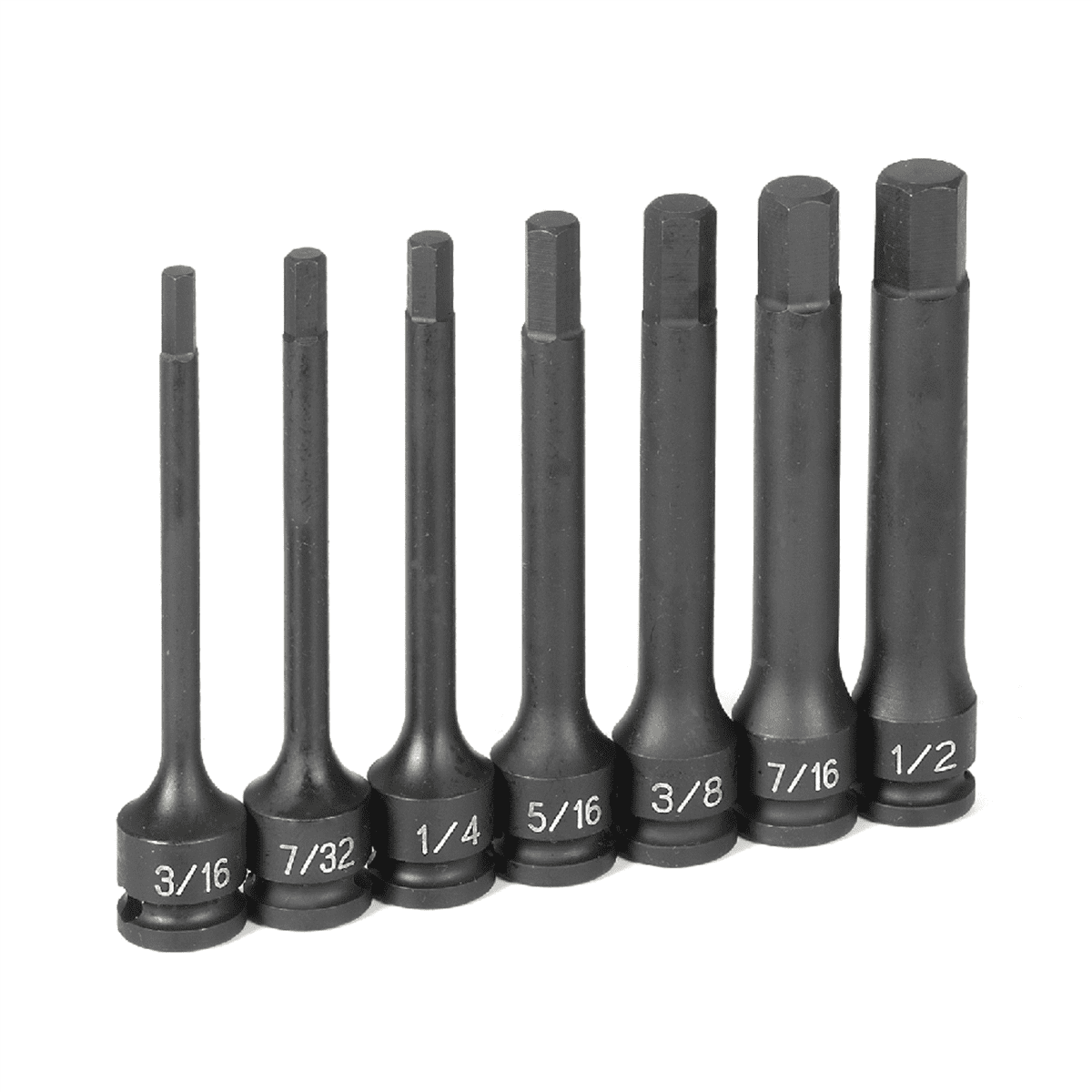 Grey Pneumatic 3/8" Dr. 7 Pc. 4" Length Fractional Hex Driver Set