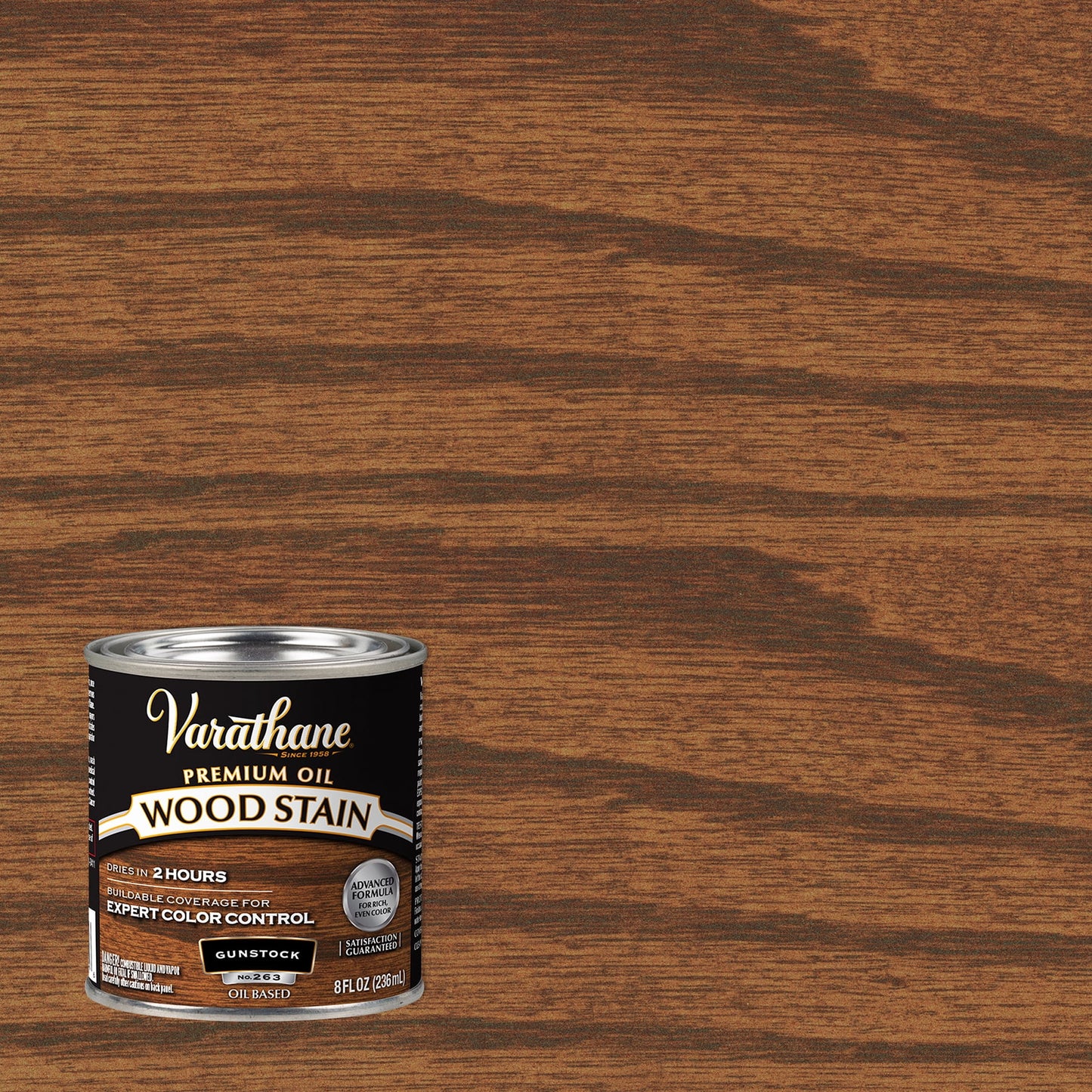 4 Pack, Gunstock, Varathane Premium Oil-Based Interior Wood Stain-211805, Half Pint