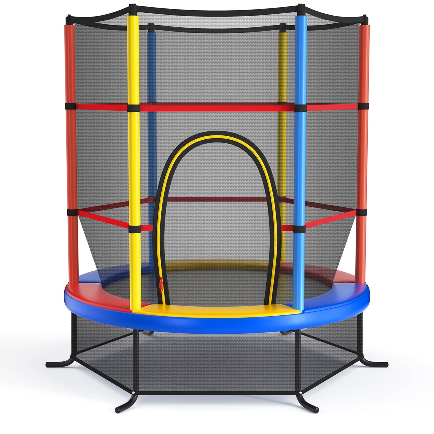 Gymax 55'' Recreational Trampoline for Kids Toddler Trampoline w/ Enclosure Net Navy