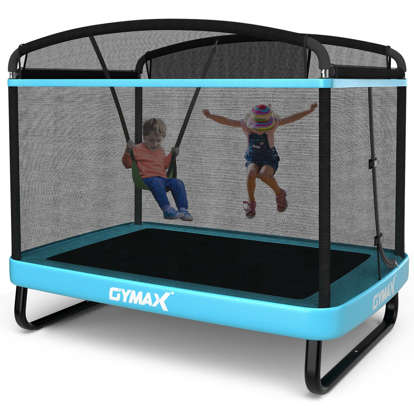 Gymax 6FT Recreational Kids Trampoline W/Swing Safety Enclosure Indoor/Outdoor Orange