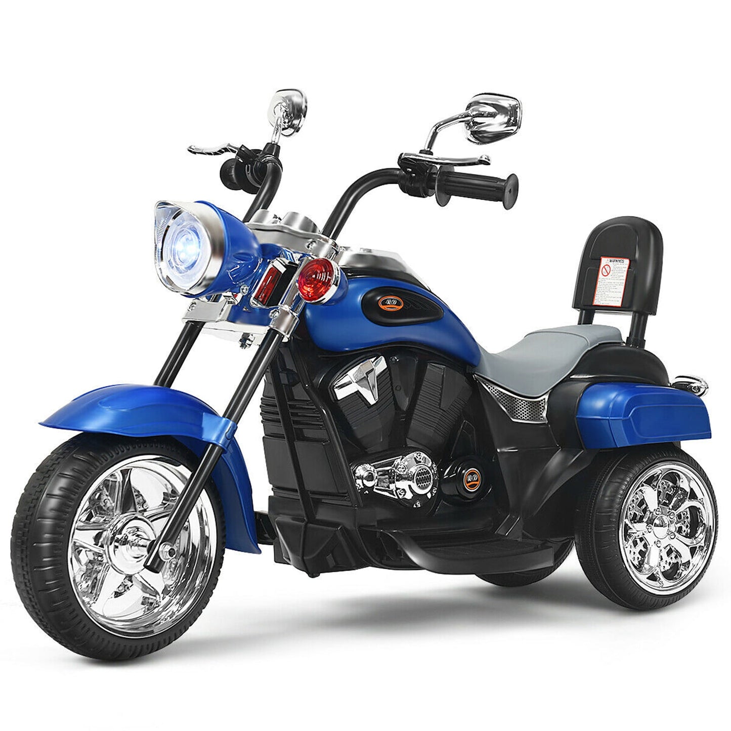Gymax 6V Kids Ride On Chopper Motorcycle 3 Wheel Trike with Headlight White