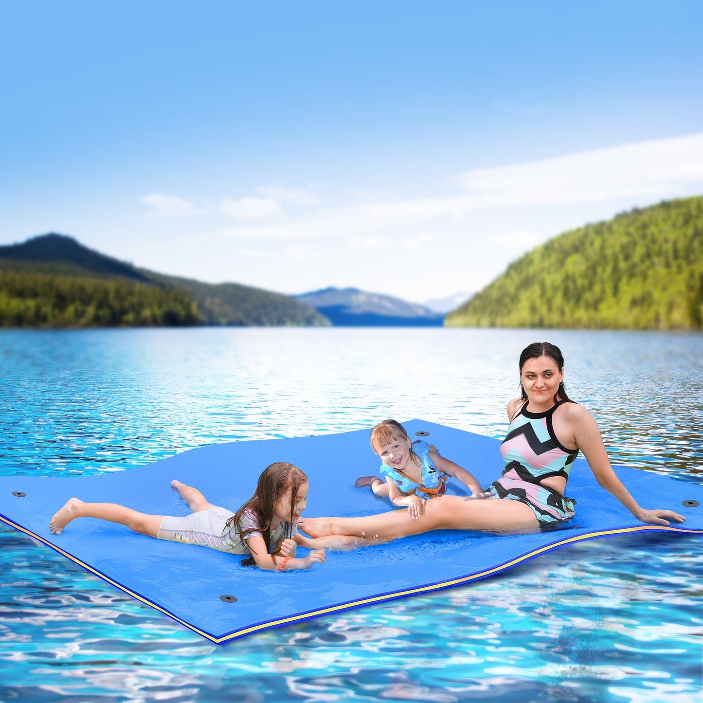 WARMOUNTS Water Floating Mat Foam Pad, 13x5FT Bouncy Tear-Resistant XPE Foam, Recreation Relaxing Lily Pad for Pool Lake River Ocean Outdoor Water Activities