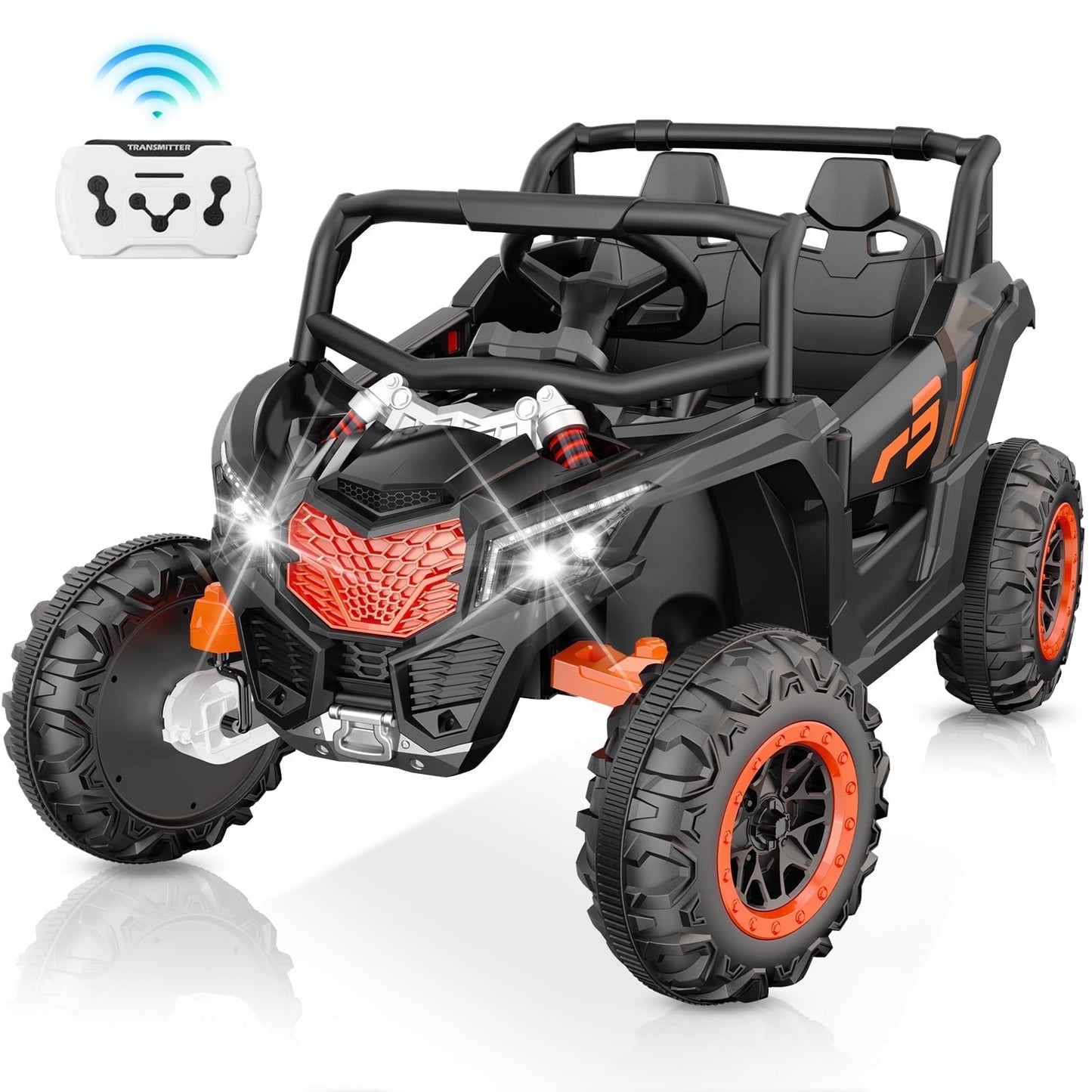 HHVEL 2 Seater Ride on Car, 12V 10AH Ride on UTV for Kids, Ride on Toys with Remote Control, Bluetooth, Music Player, Spring Suspension for 3-6 Boy Girl,Red