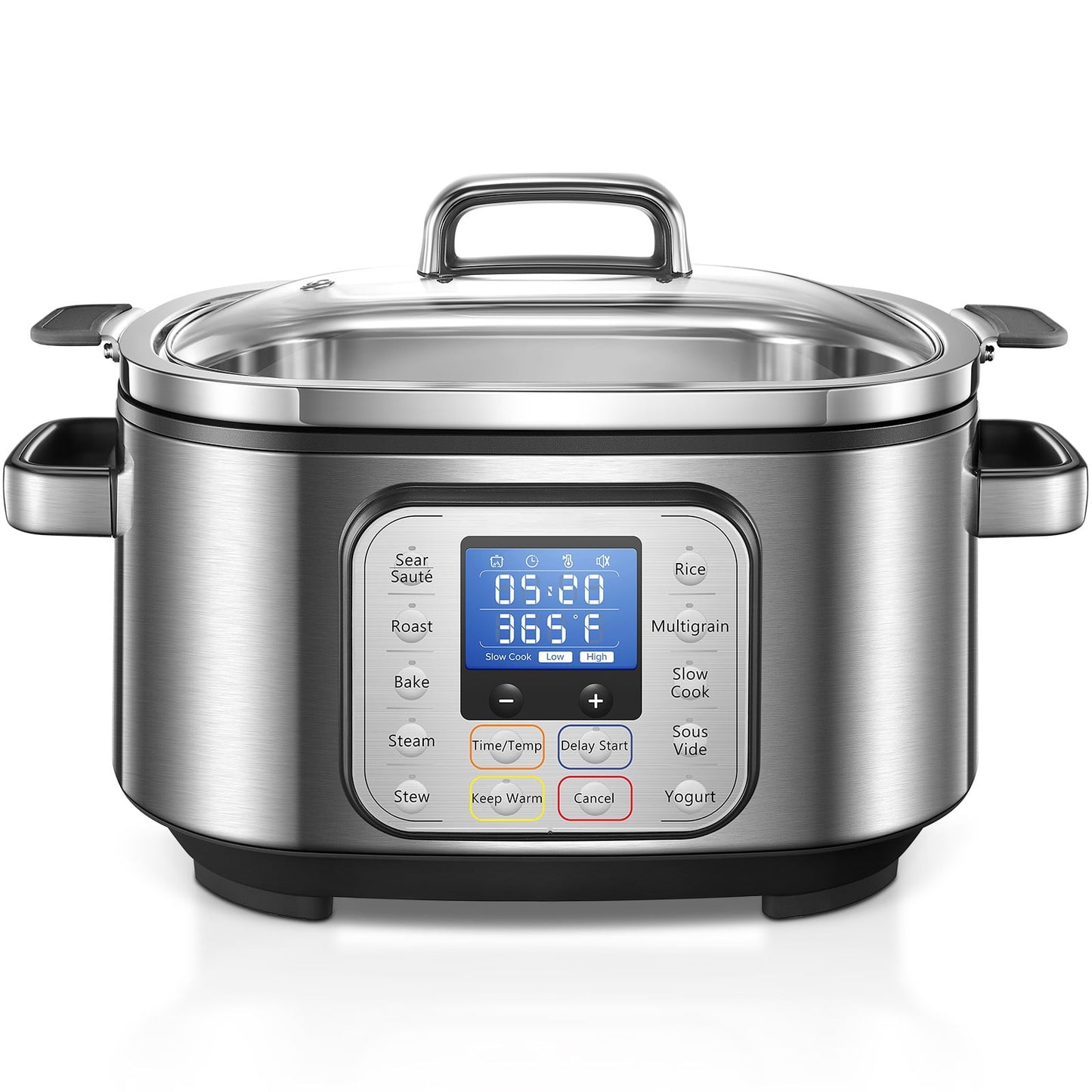HOUSNAT 10-in-1 Programmable 6 Qt Slow Cooker-Crock Stainless Steel
