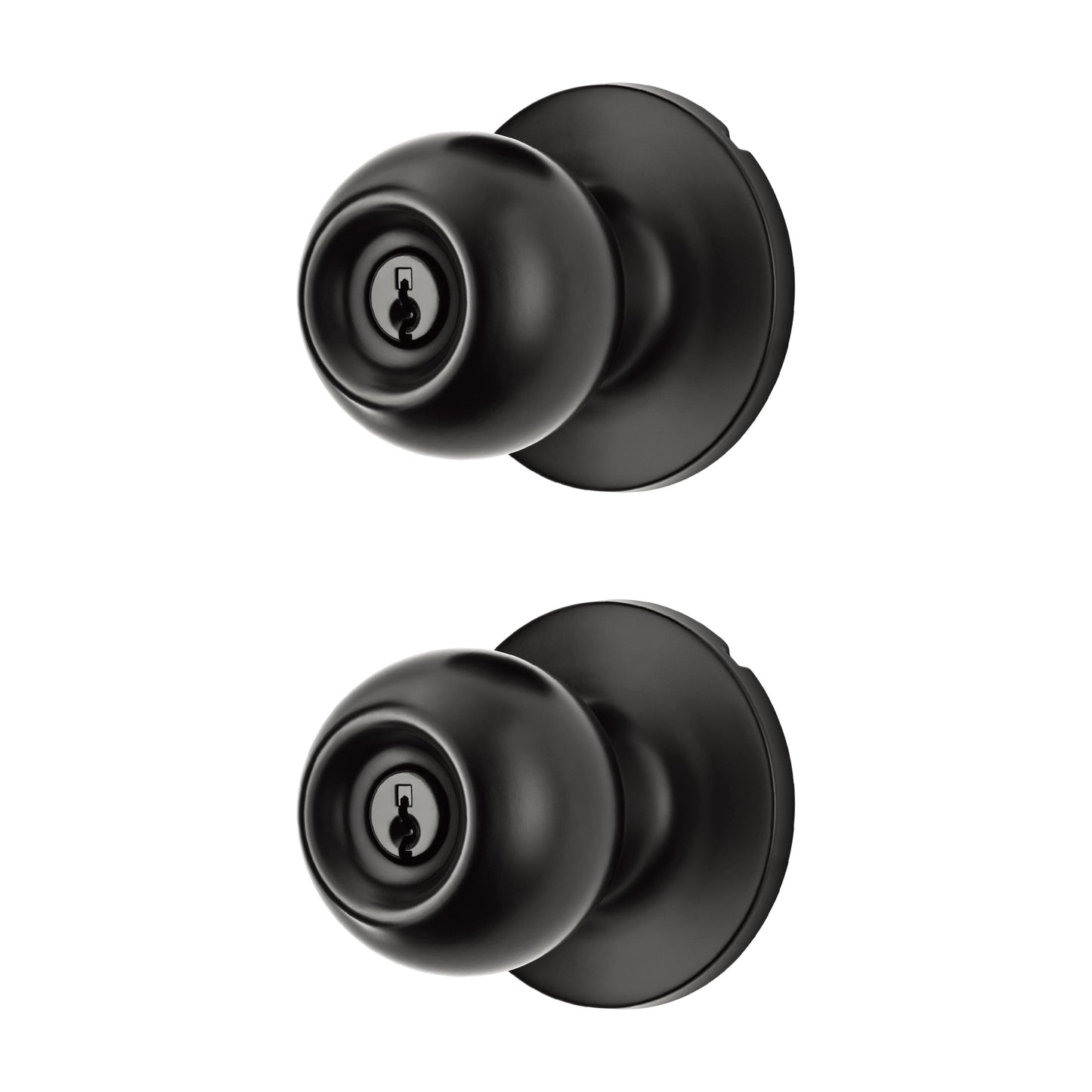 Two Keyed Entry Ball Locking Doorknobs MB Finish Twin Pack