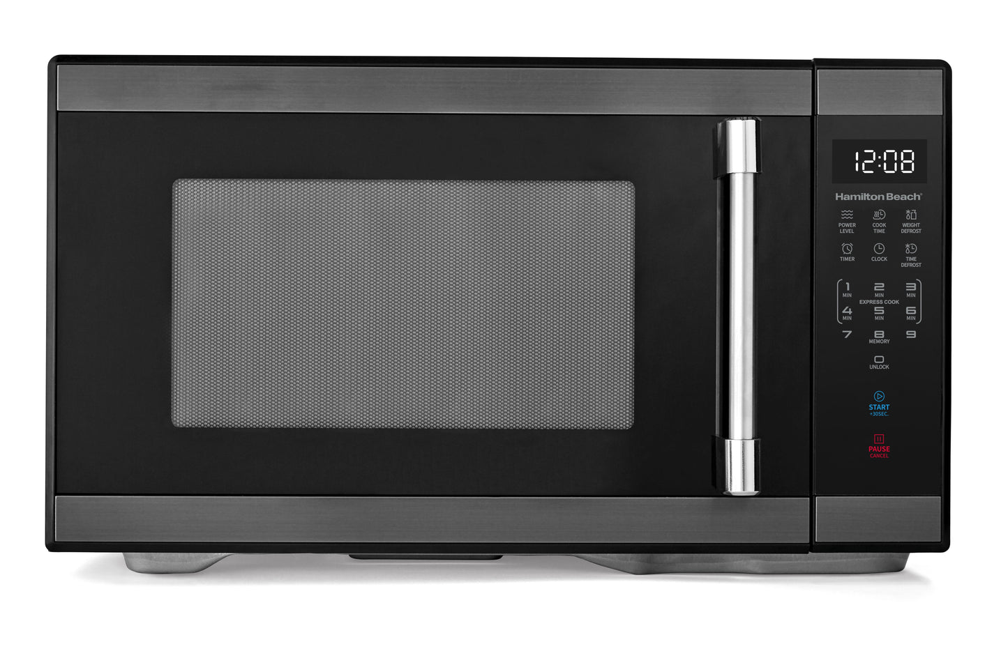 Hamilton Beach 1.1 cu ft Countertop Microwave Oven, Black and Stainless Steel