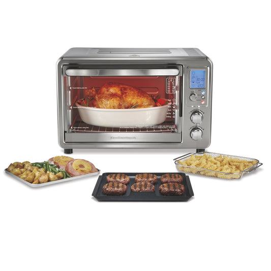 Hamilton Beach 6-in-1 Air Fryer Toaster Oven Combo & Electric Indoor Grill with Sure Crisp Technology, Stainless Steel