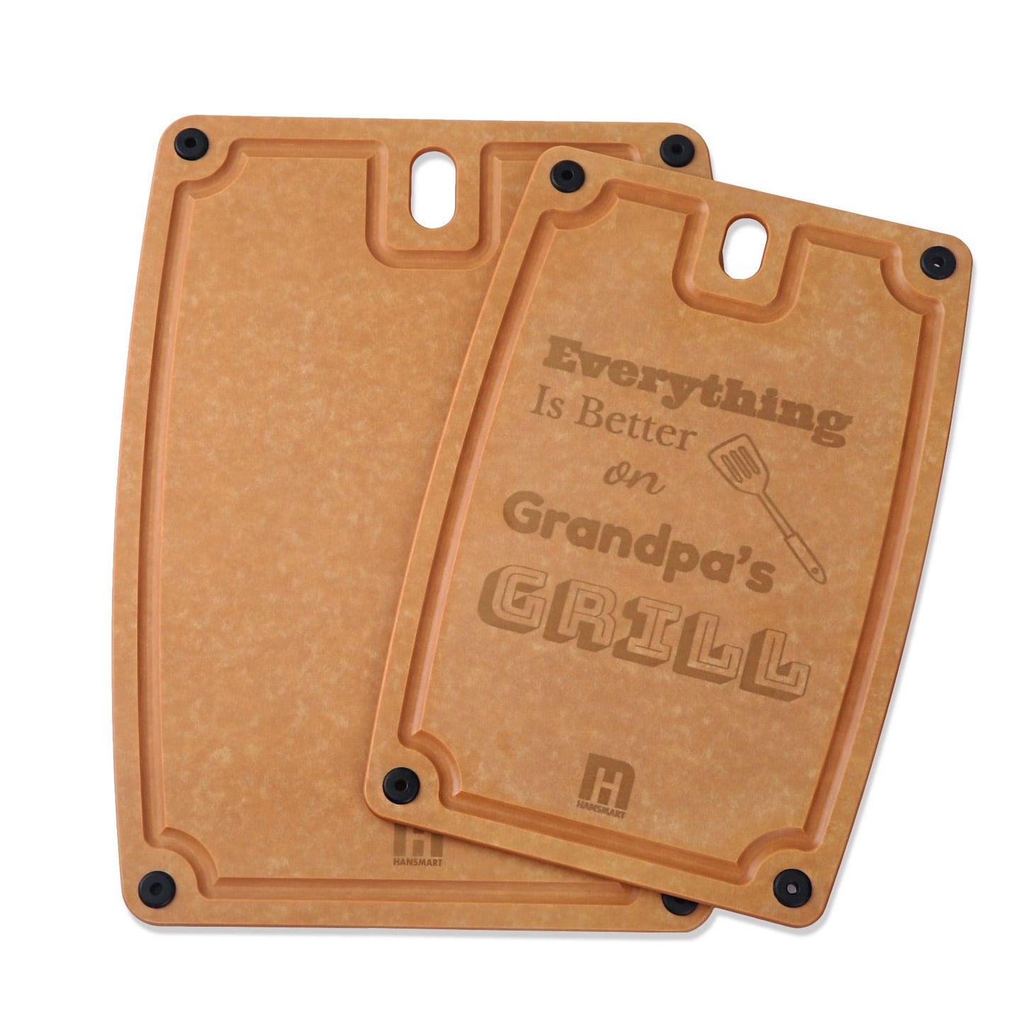 Hansmart Eco-Friendly 2 Pack Cutting Boards with Juice Grooves and Handles - Medium & Large