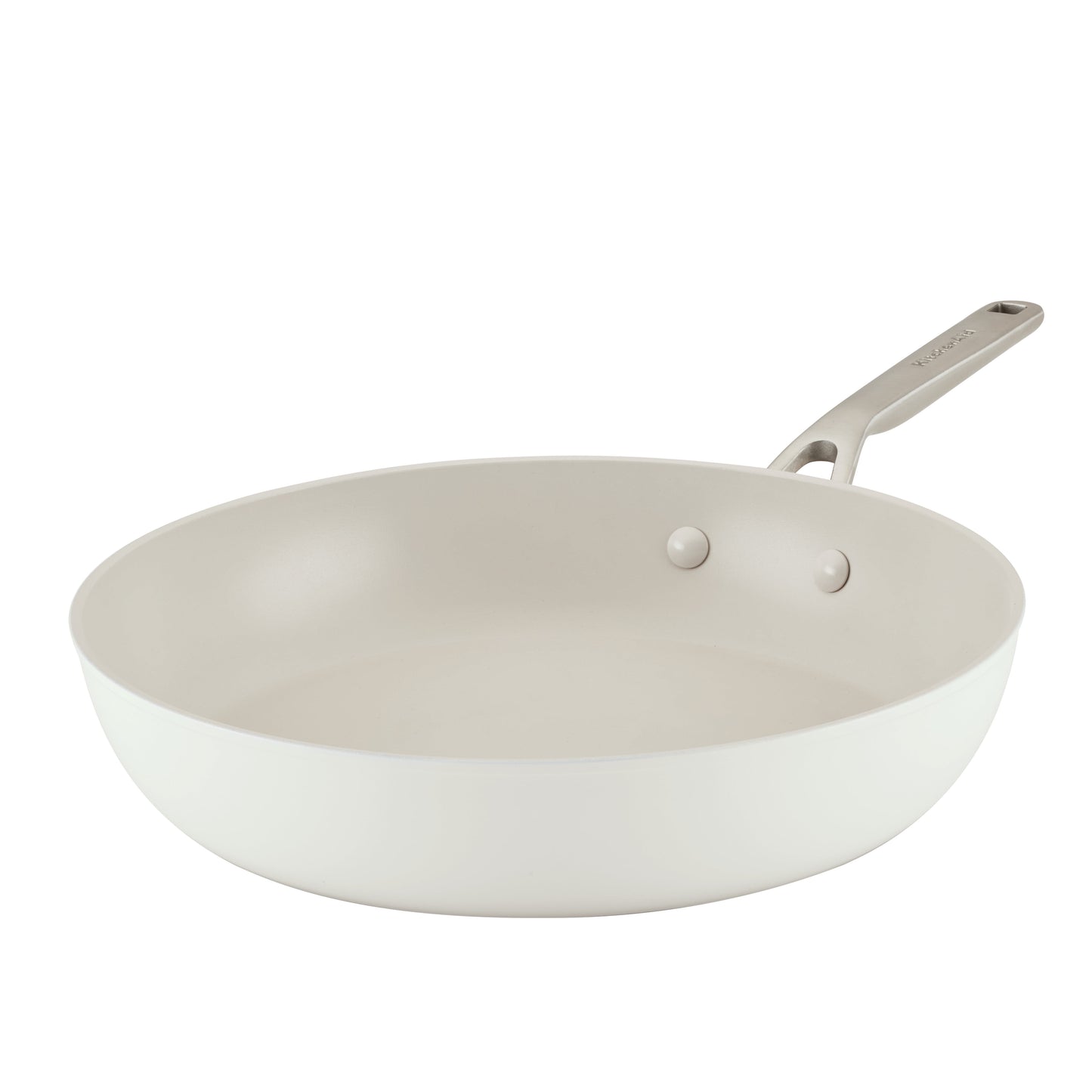 KitchenAid Hard Anodized 12.25 Inch Ceramic Nonstick Frying Pan, Oven Safe to 500°F, Porcelain White