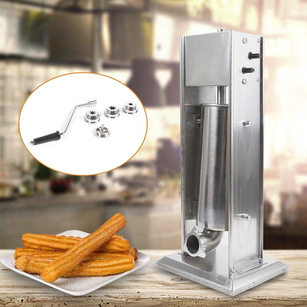 Heavy Duty 5L Commercial Stainless Steel Manual Churro Maker Machine + 4 Nozzles Latin Fruit Machine