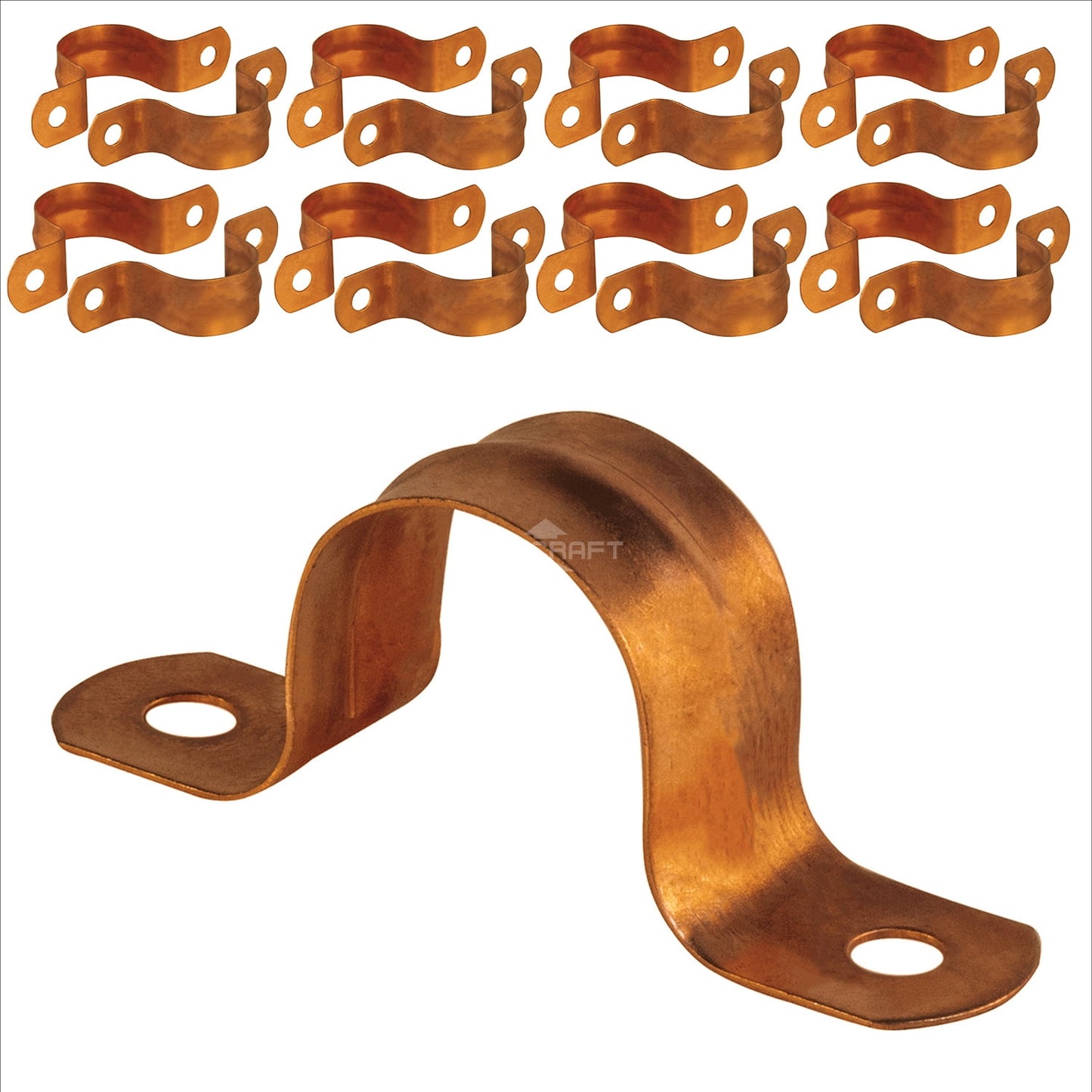 Highcraft Pipe Strap U Bracket 3/8" Steel Coated Copper, 100 Pk