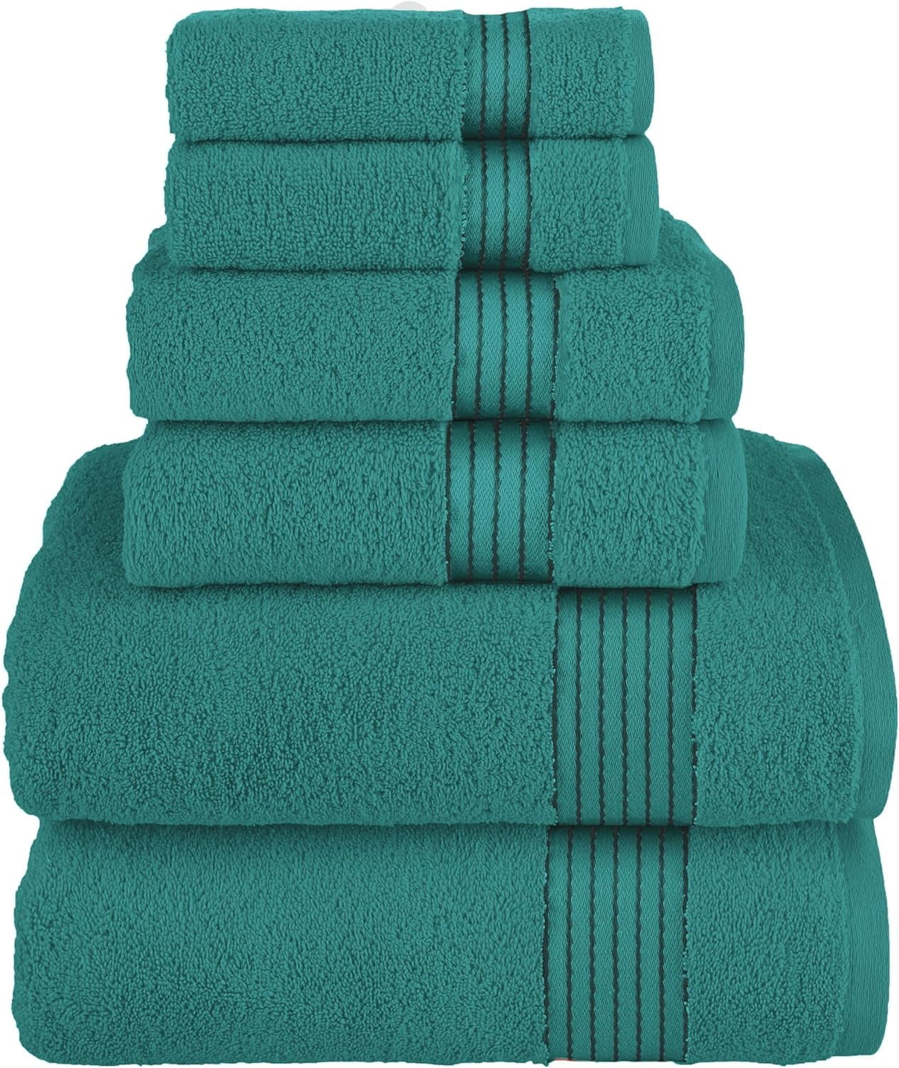 Holiday Gift 6-Pack Cotton 100 % Highly Absorbent Shower Towel , Turquoise