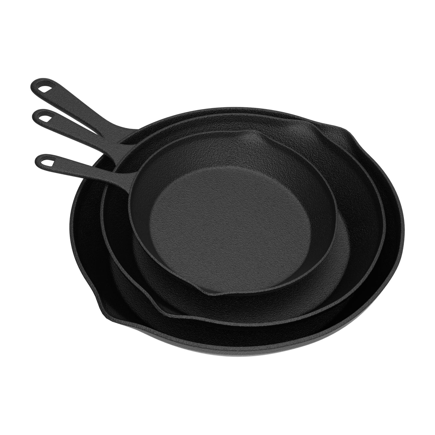 Home-Complete Set of 3 Cast Iron Skillet Set, Pre-Seasoned Oven-Safe Non-stick Frying Pans - 10â€, 8â€, 6†(Black)