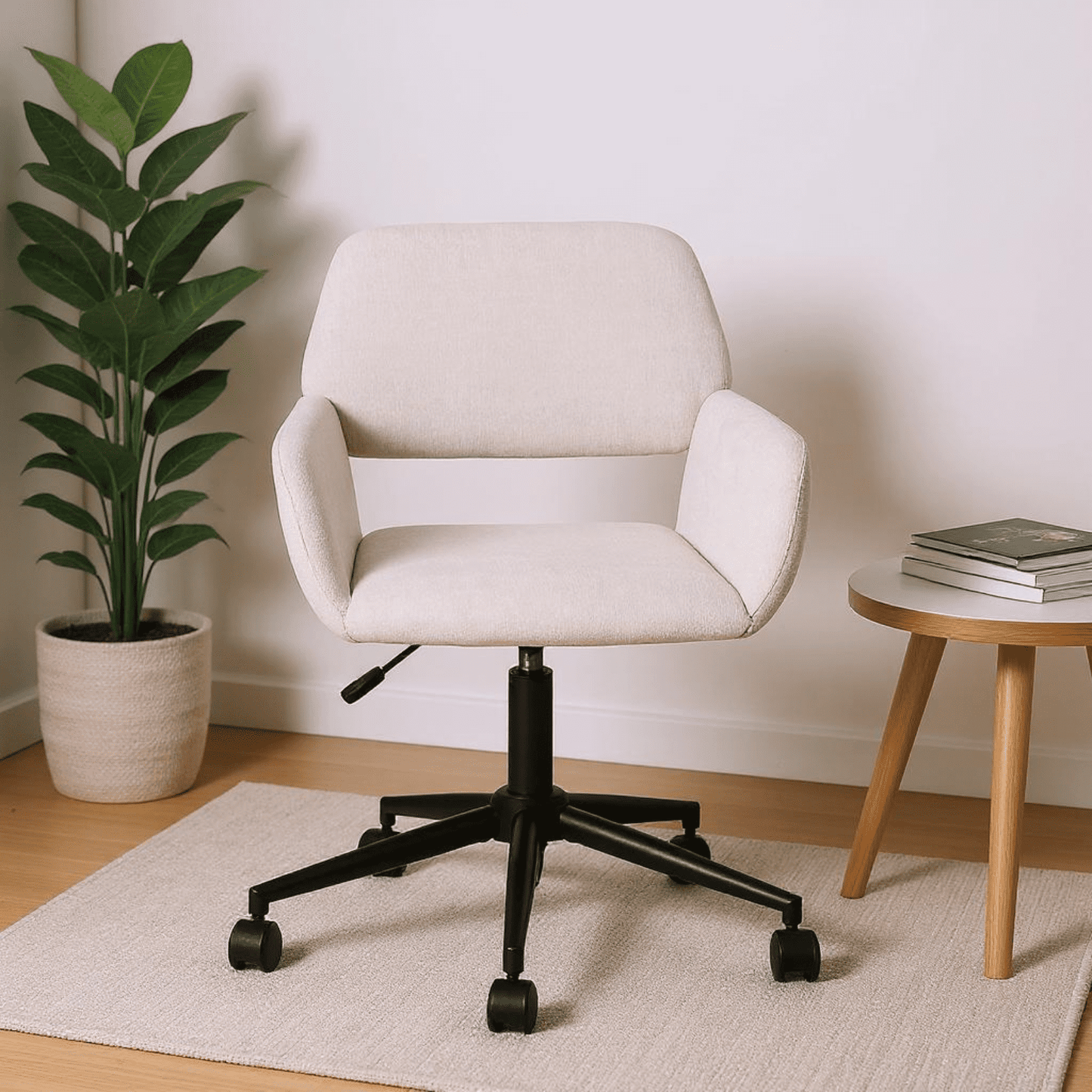 Homy Casa Swivel Accent Chair, Adjustable Guest Chair for Living Room and Small Space, Beige