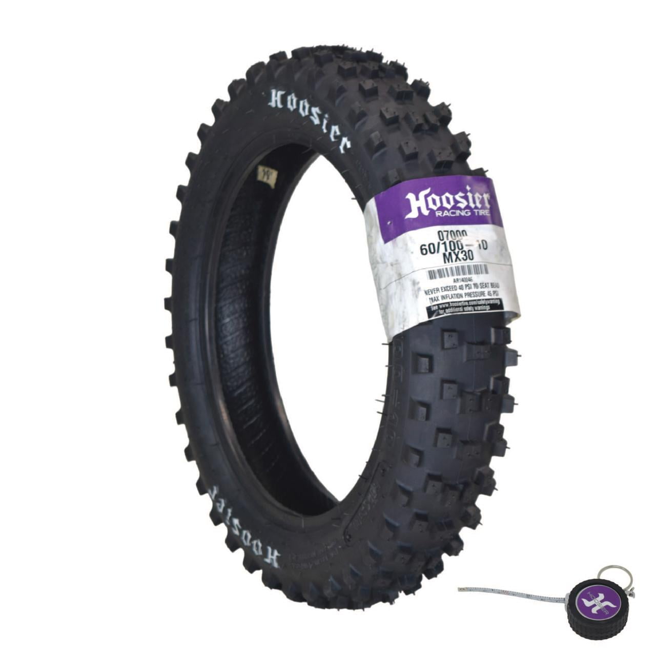 Hoosier Racing Tire 60/100-10 MX30 Jr Dirt Bike Front Tube Type Tire Ideal for 50cc Bikes with Hoosier Keychain