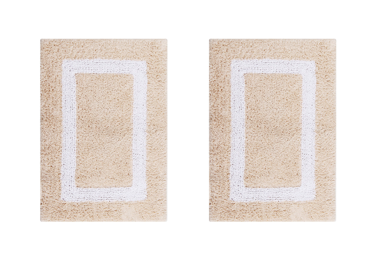 Better Trends 2 Piece Bathroom Rugs Set 100% Cotton Soft Water Absorbent Reversible Machine Washable Bathroom Floor Toilet Base Contour Mat (17x24|20x20) Hotel Multi Collection - Dark Blue/White