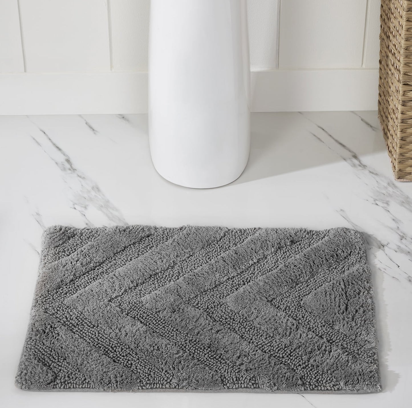 Better Trends 2 Piece Bathroom Rug Set 100% Cotton Extra Soft Tufted Bath Rug Water Absorbent Non-Slip Bath Mat Machine Washable (Gray) Hugo Collection