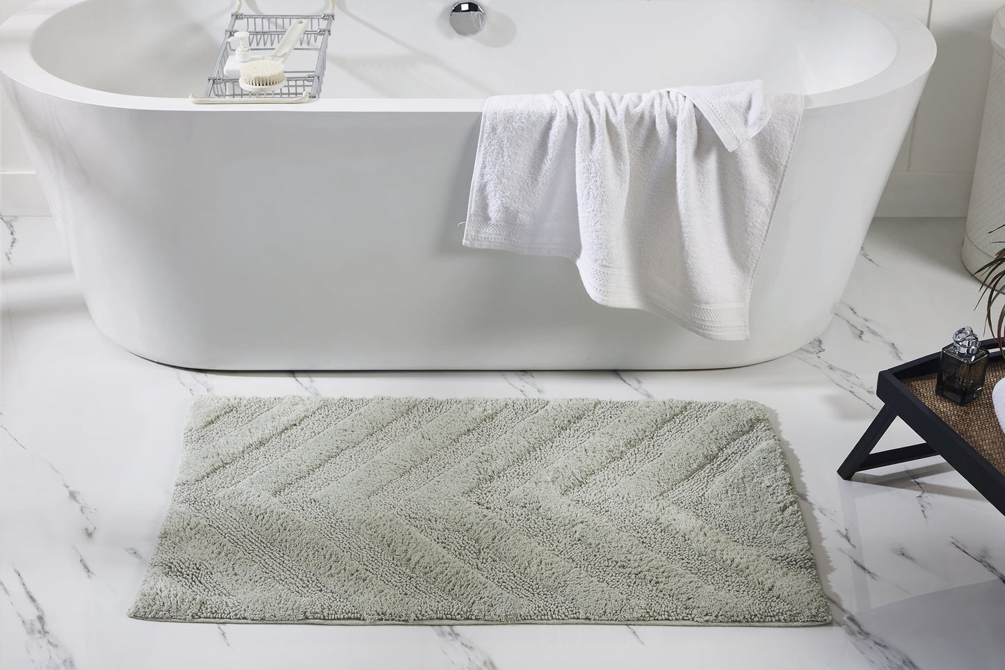 Better Trends 3 Piece Bathroom Rug Set 100% Cotton Extra Soft Tufted Bath Rug Water Absorbent Non-Slip Bath Mat Machine Washable (Dark Sage) Hugo Collection