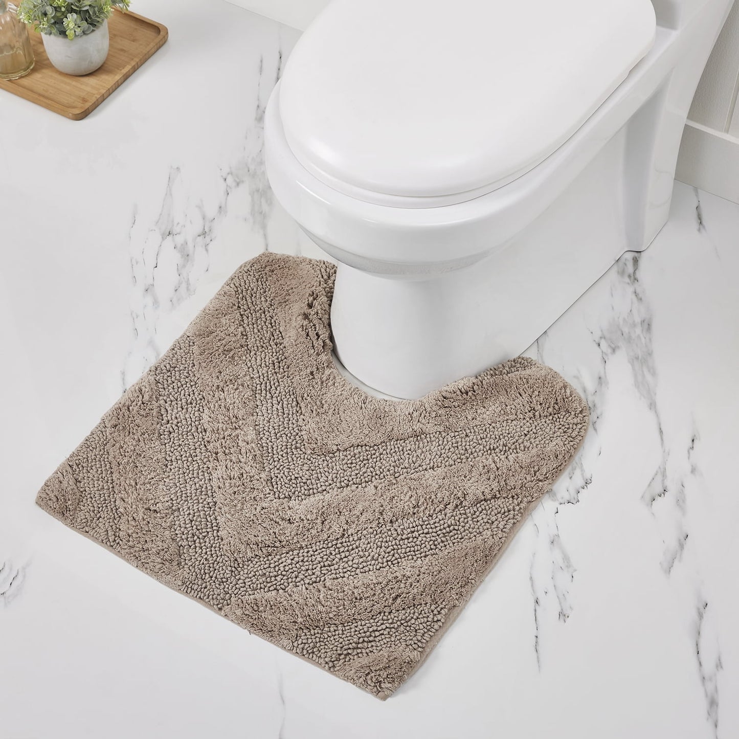 Better Trends Juego de 3 Piezas de Tapetes de Baño 100% Algodón Extra Suave Tapete de Baño Absorbente de Agua Antideslizante Lavable a Máquina (Beige) Colección Hugo