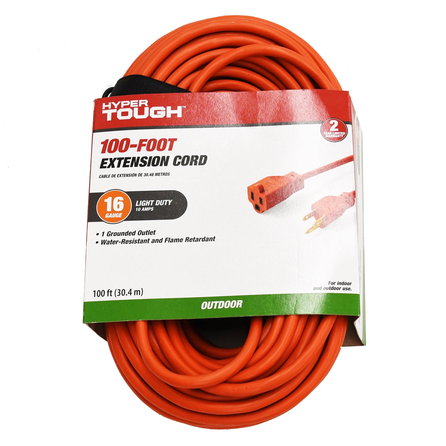 Hyper Tough 16AWGX3C Cable de Extensión de Vinilo Naranja de Uso Ligero para Interiores y Exteriores de 100 Ft