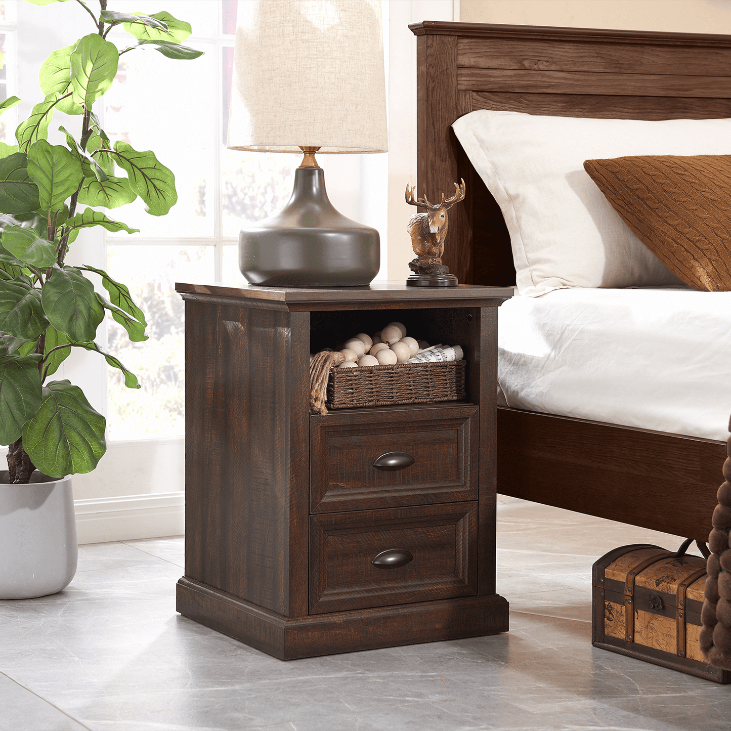 IFGET Dresser for Bedroom with 2 Drawers Tall & Large, Farmhouse Wood Dresser & Chests of Drawers