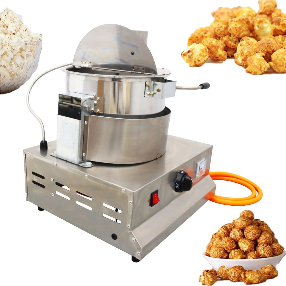 INTBUYING Corn Popper Commercial Gas Heating Automatic Stirring Popcorn Maker Single Pot Manual Mixing