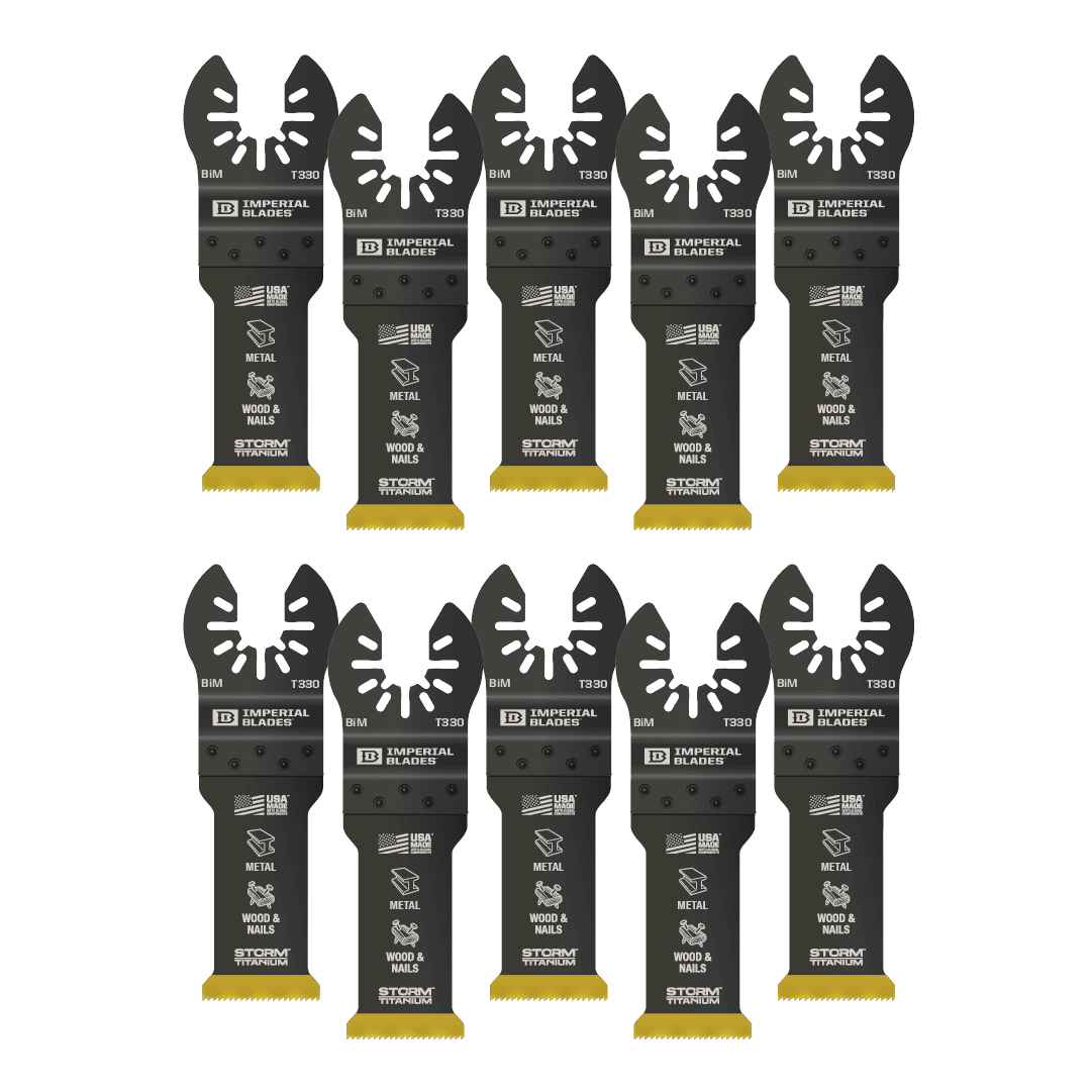 Imperial Blades IBOAT330-10 ONE FIT 1-1/4" Titanium Enhanced Metal/Wood Oscillating Saw Blade, Multi-Tool Accessory, 10PK
