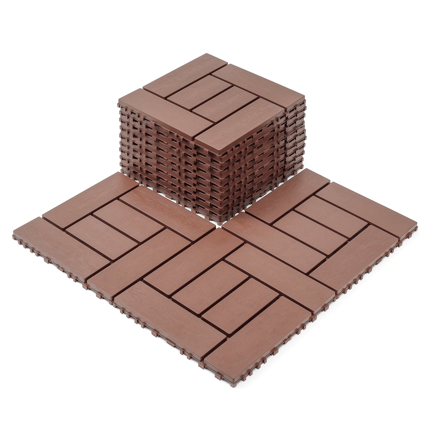 Interlocking Deck Tiles 12x12 Inch Outdoor Flooring, Waterproof PP Patio Floor Tiles DIY