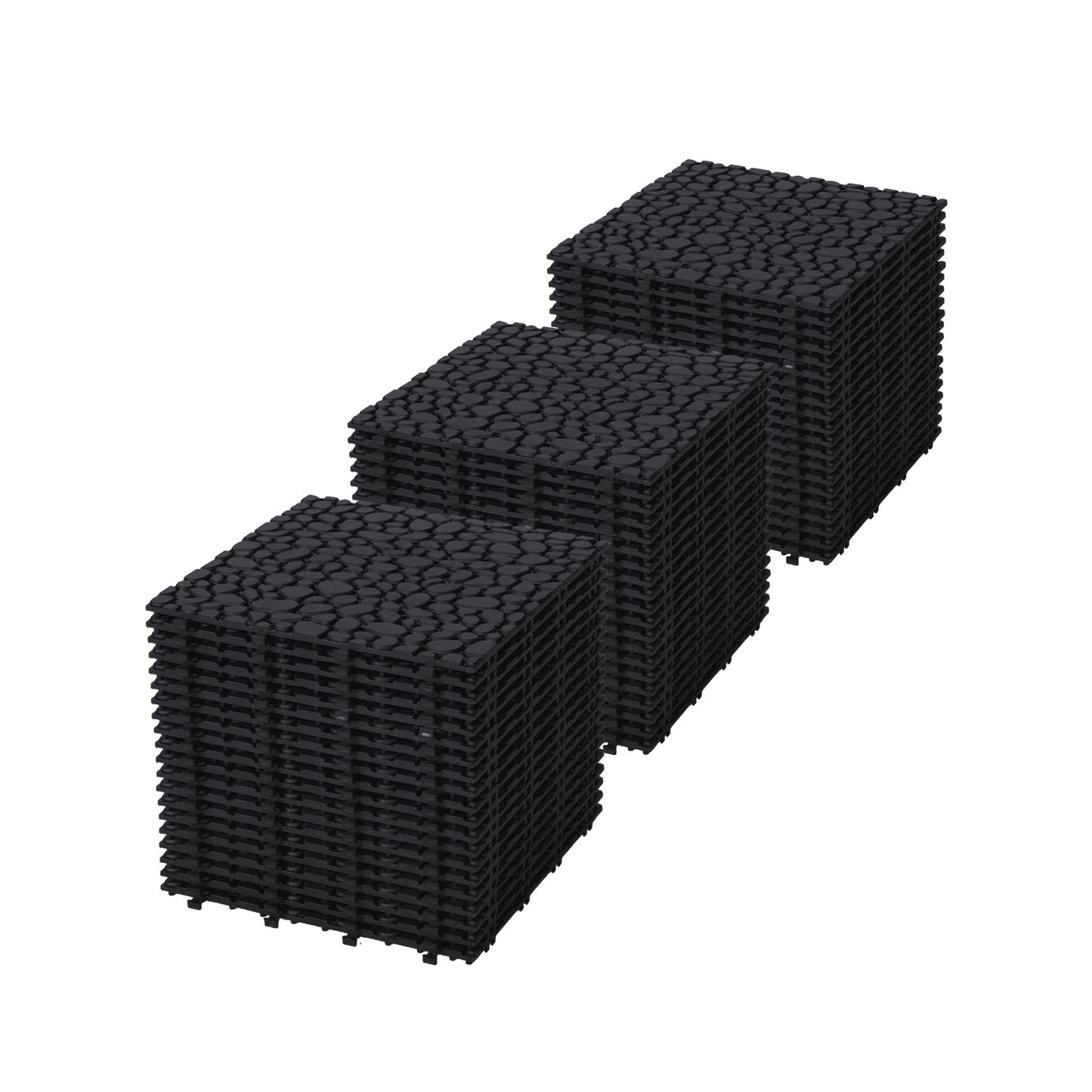 Jopath 60 Pack Plastic Interlocking Deck Tiles,12"x12" Waterproof Outdoor Flooring All Weather Use,Anti-slip Floor Decking Tiles for Bathroom Garden Lawn Balcony Porch,Pebble Stone Pattern,Gray
