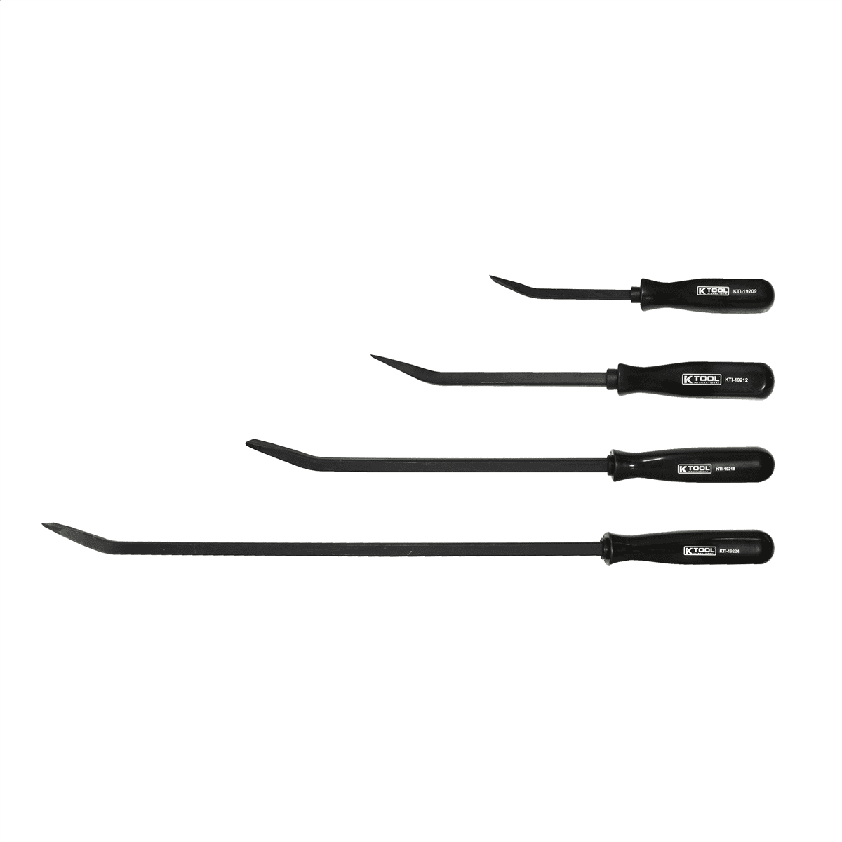 K Tool International Pry Bar Set Bent End 4 Piece w/ Black Square Handle