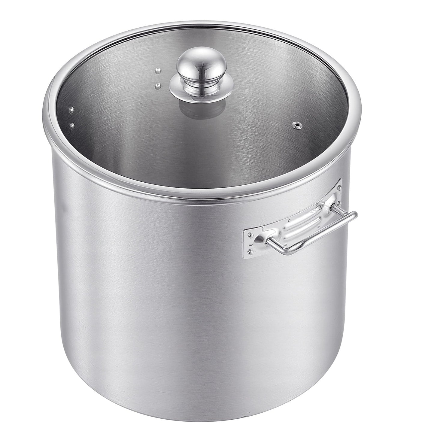 KFFKFF 21-Quart Stainless Steel Stock Pot with Glass Lid, PFOA-Free and PFAS-Free, Suitable for Gas, Induction, and Electric Stoves, Ideal for Cooking Soups, Stews, and Pasta